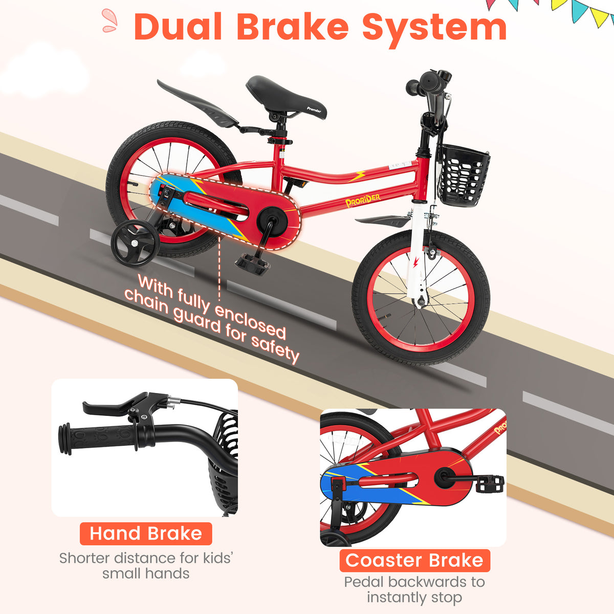 Kids Bike with 2 Training Wheels for 3-5 Years Old