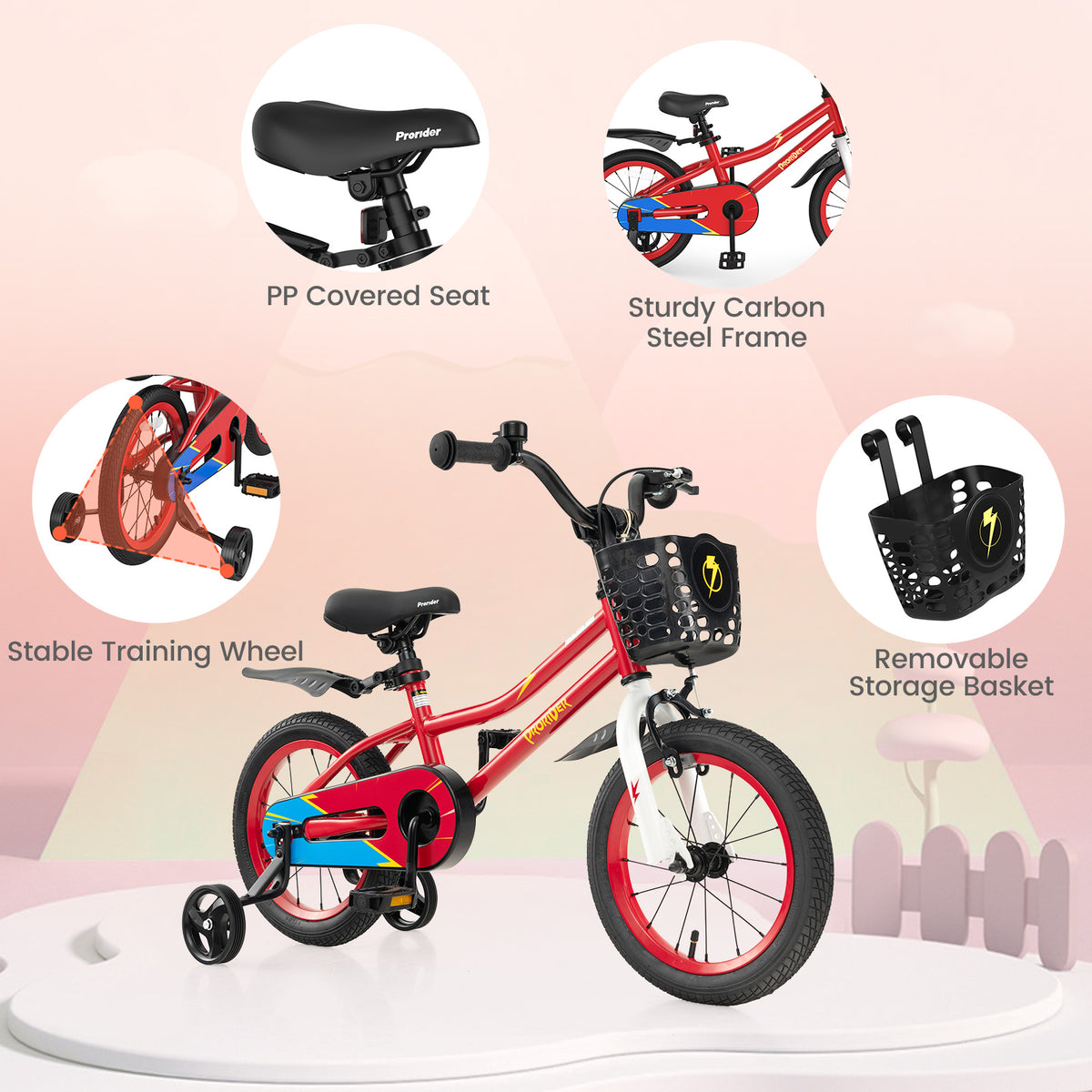 Kids Bike with 2 Training Wheels for 3-5 Years Old