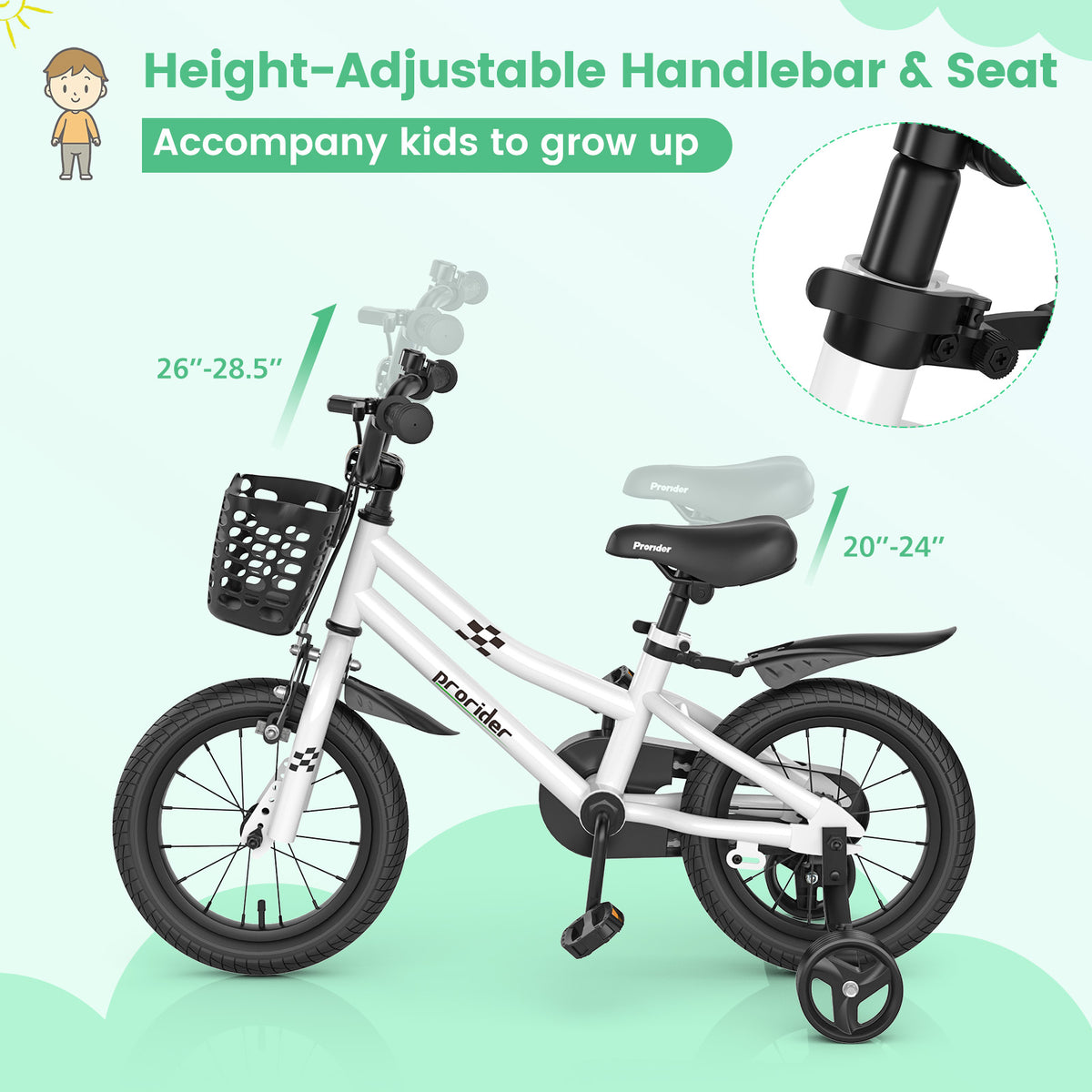 Kids Bike with 2 Training Wheels for 3-5 Years Old