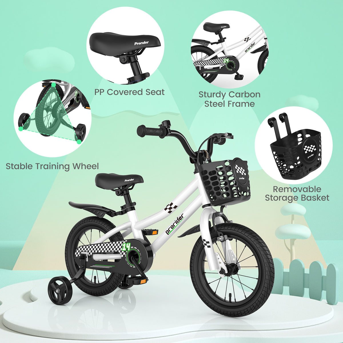 Kids Bike with 2 Training Wheels for 3-5 Years Old