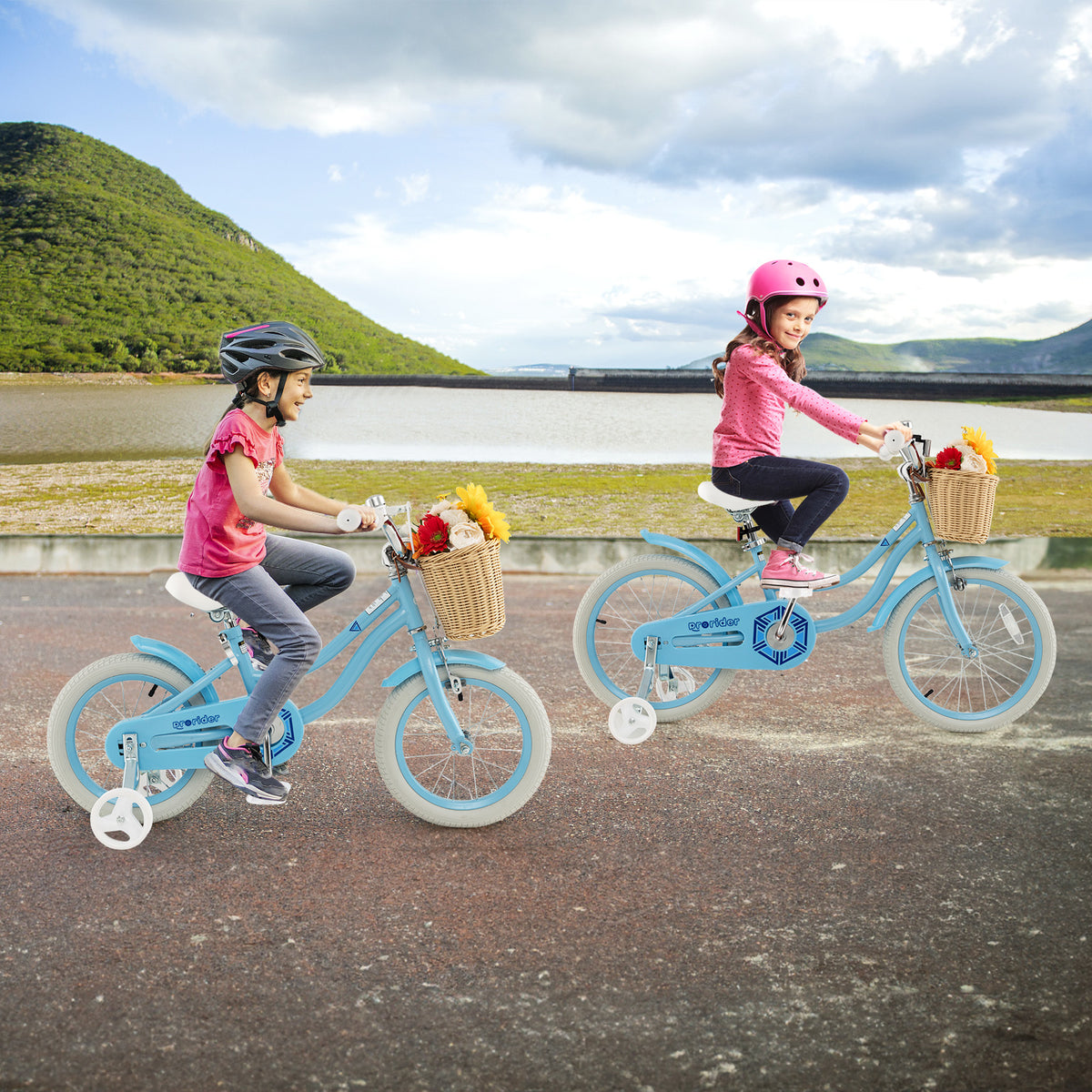 Kids Bike with Training Wheels and Adjustable Handlebar Seat
