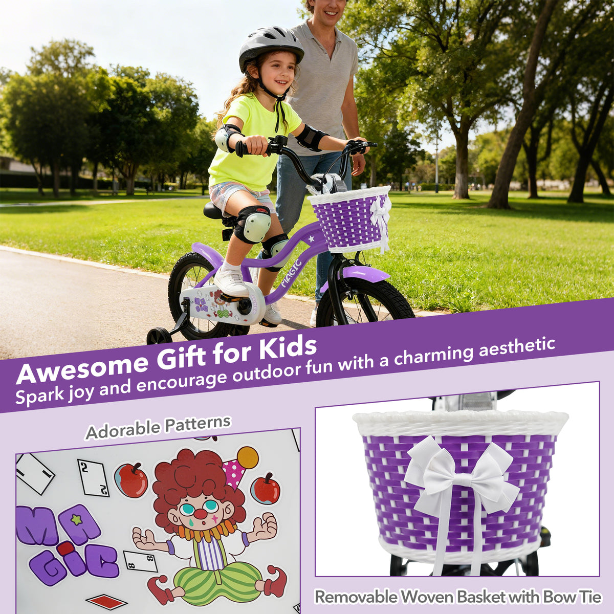Kids Bike with Training Wheels for Aged 3-4 Years Old - Magic