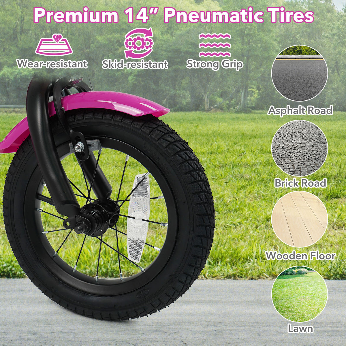 Vélo pour enfant avec petites roues pour 3-4 ans - Rose magique