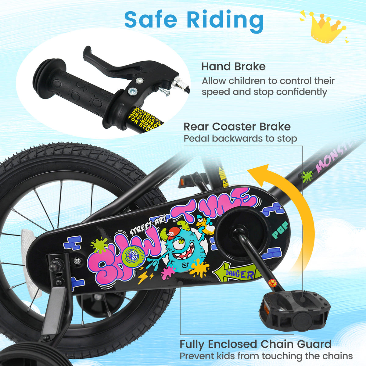 Kids Bike with Training Wheels for Ages 4-8 Years Old - Street Art Time