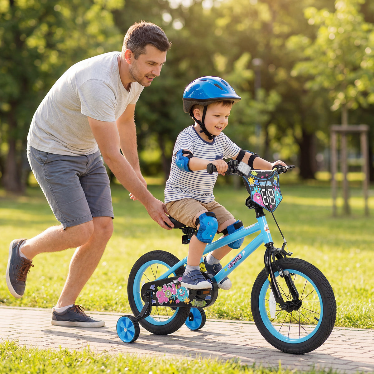 Kids Bike with Training Wheels for Ages 3-5 Years Old - Street Art Time