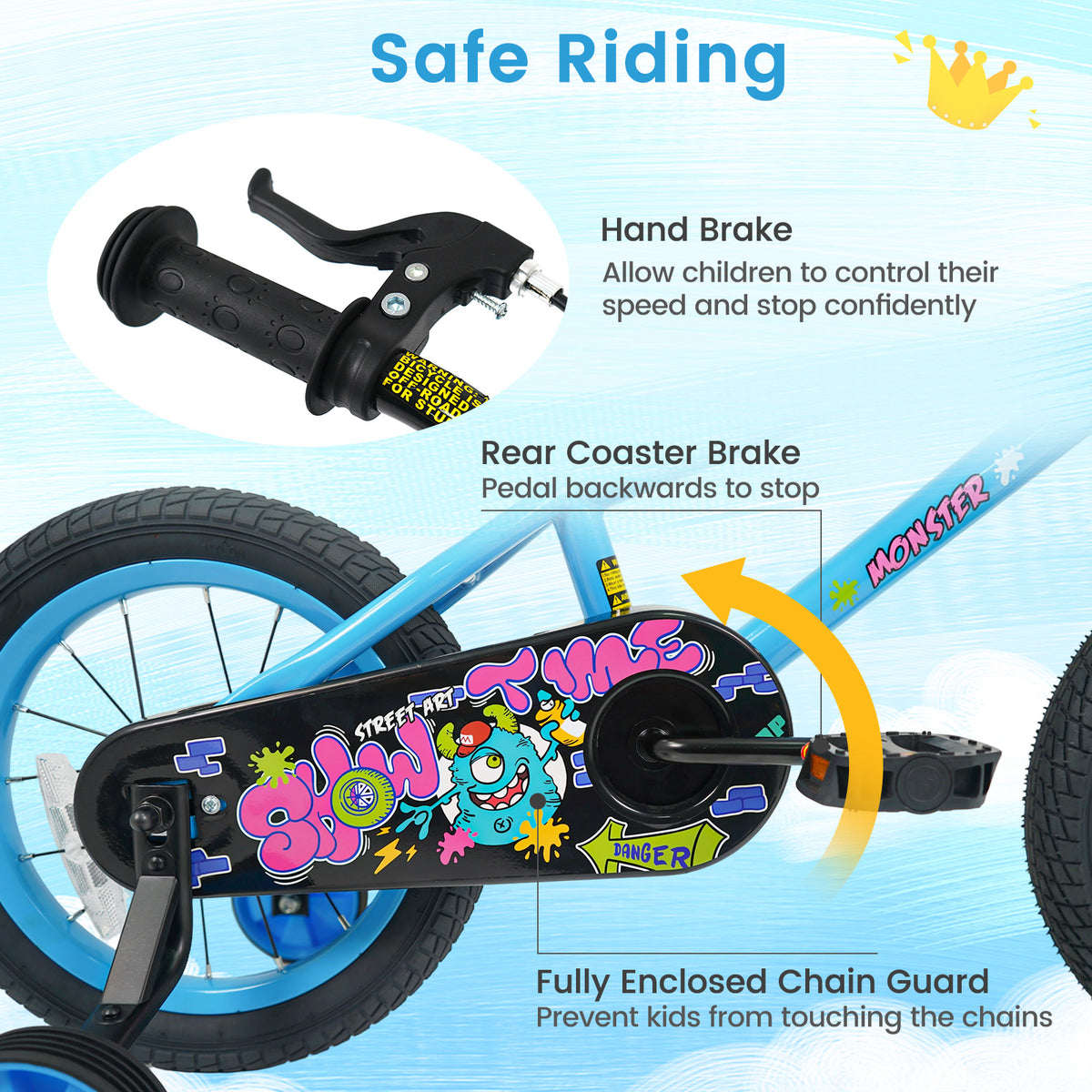 Kids Bike with Training Wheels for Ages 3-5 Years Old - Street Art Time