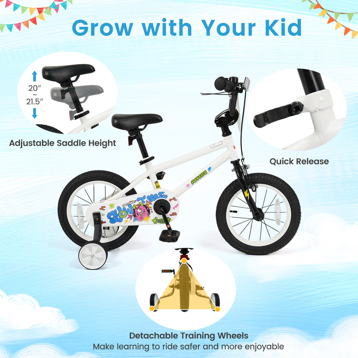 Vélo pour enfant avec petites roues pour 3-4 ans - Street Art Time