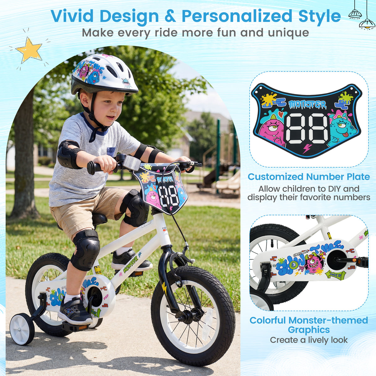 Vélo pour enfant avec petites roues pour 3-4 ans - Street Art Time