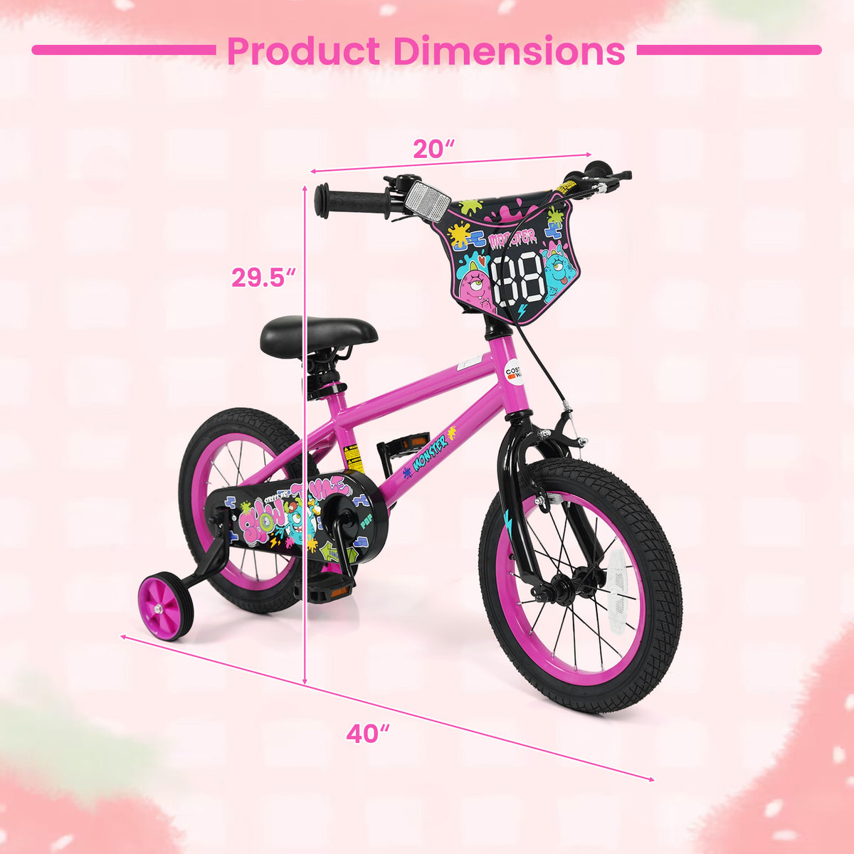 Kids Bike with Training Wheels for Ages 3-4 Years Old - Street Art Time