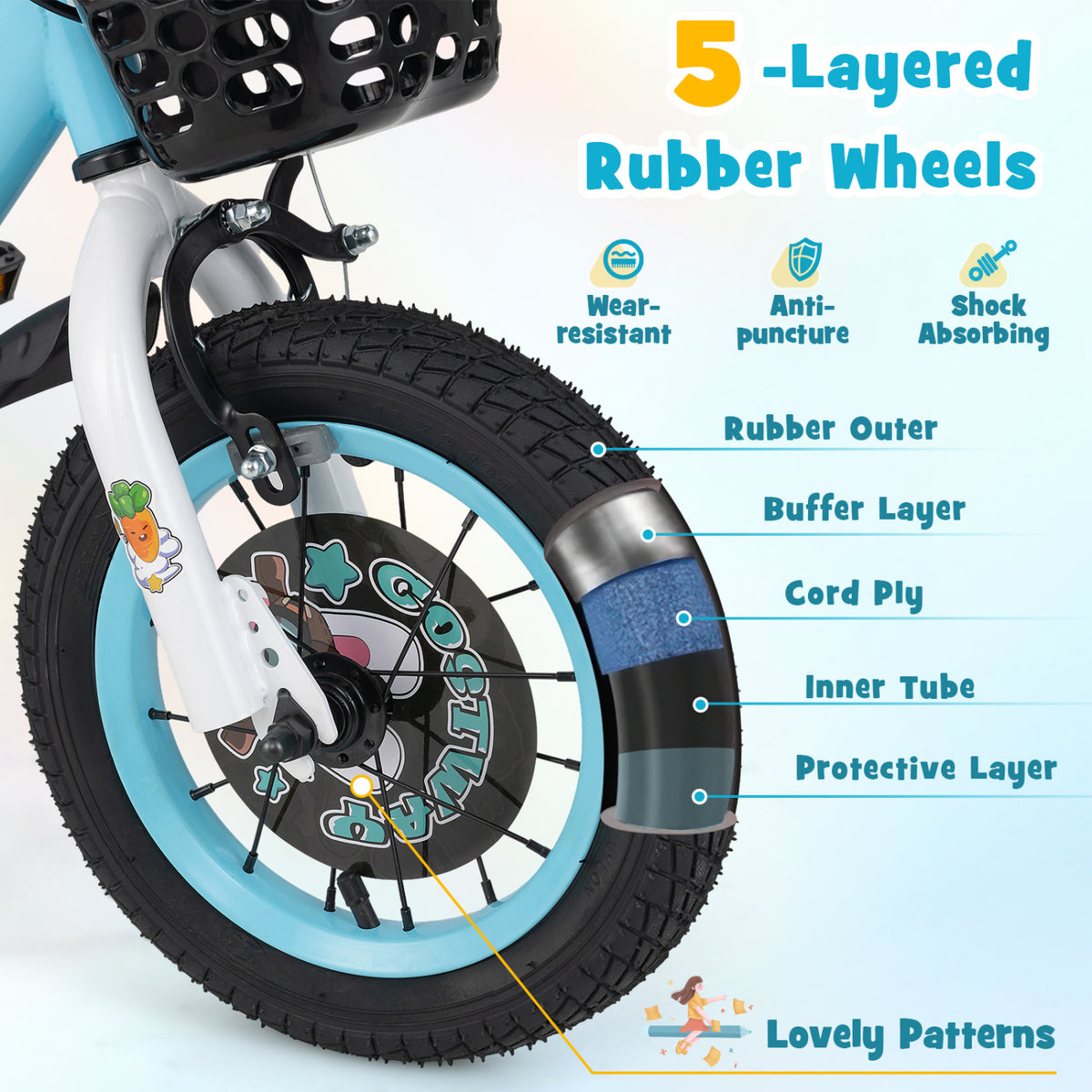 Kids Bike with Adjustable Handlebar and Saddle for 4-8 Years Old