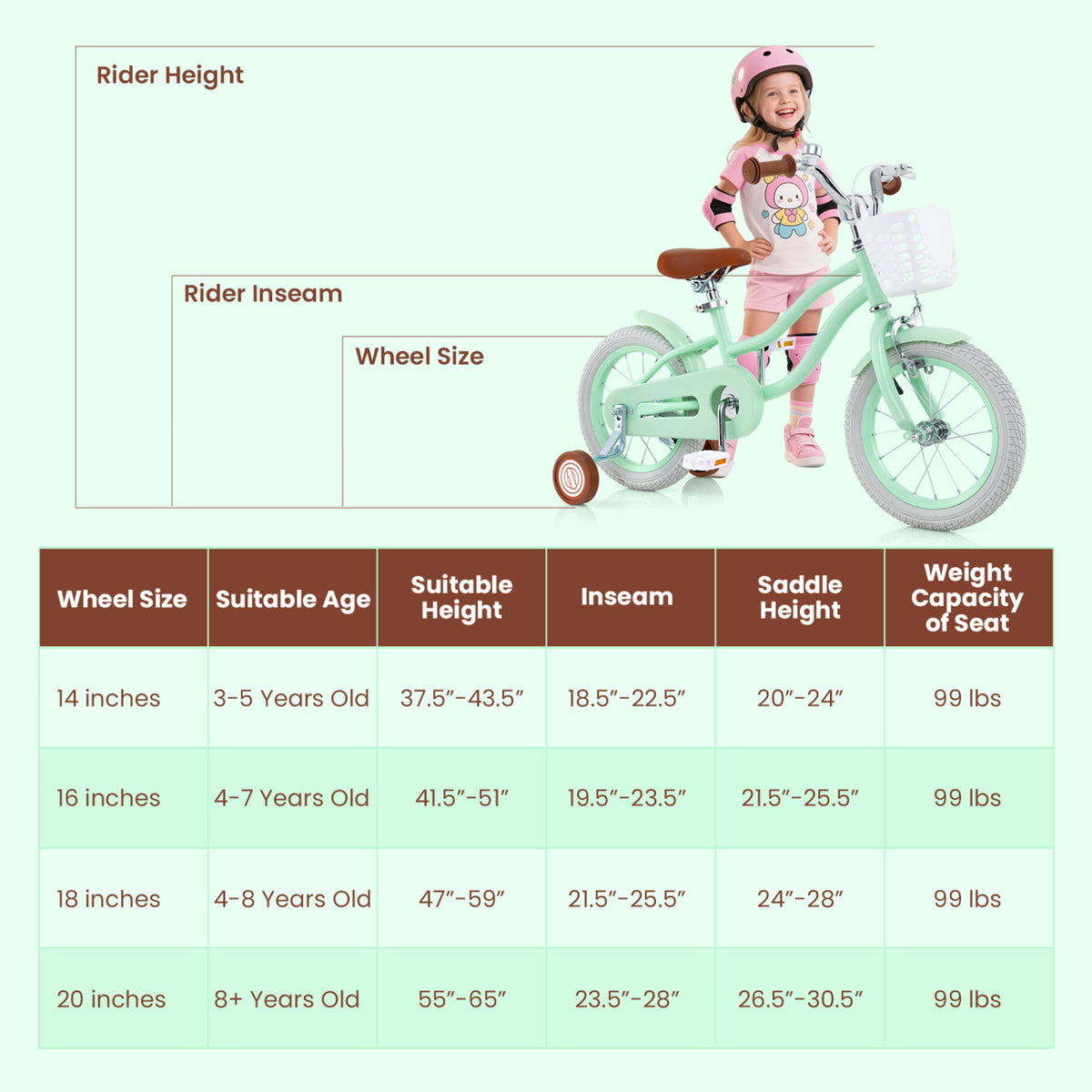 Vélo pour enfants avec selle réglable et sonnette pour enfants de 3 à 8 ans