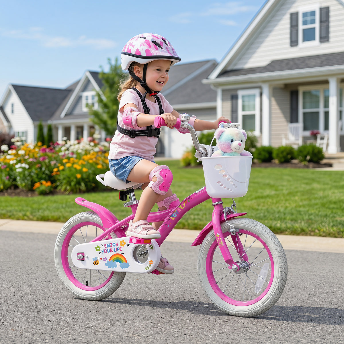 Girls Bike for 3-4 Years Old with Basket - Spring Party