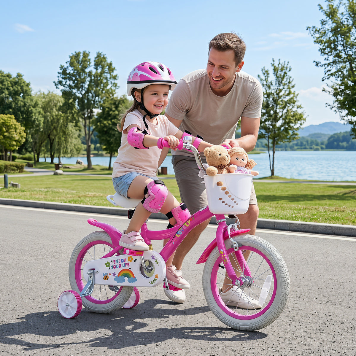 Girls Bike for 3-4 Years Old with Basket - Spring Party