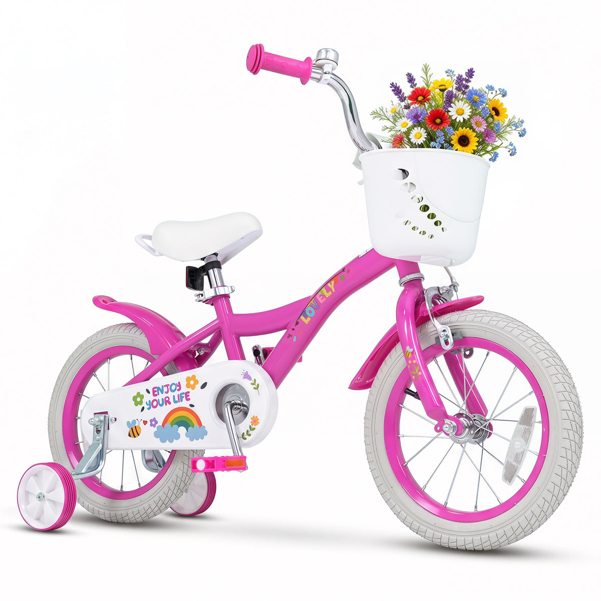 Girls Bike for 3-4 Years Old with Basket - Spring Party