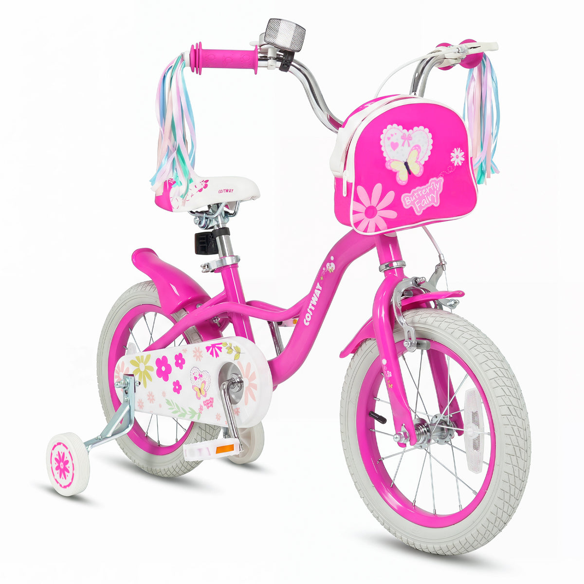 Vélo pour fille avec sac avant et rubans pour 3-4 ans