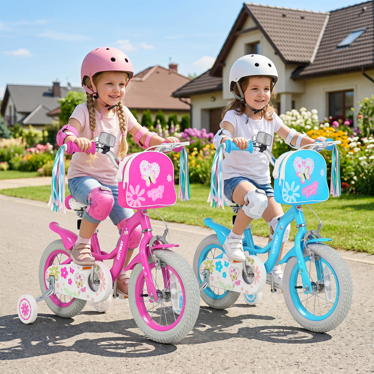 Vélo pour fille avec sac avant et rubans pour 3-4 ans