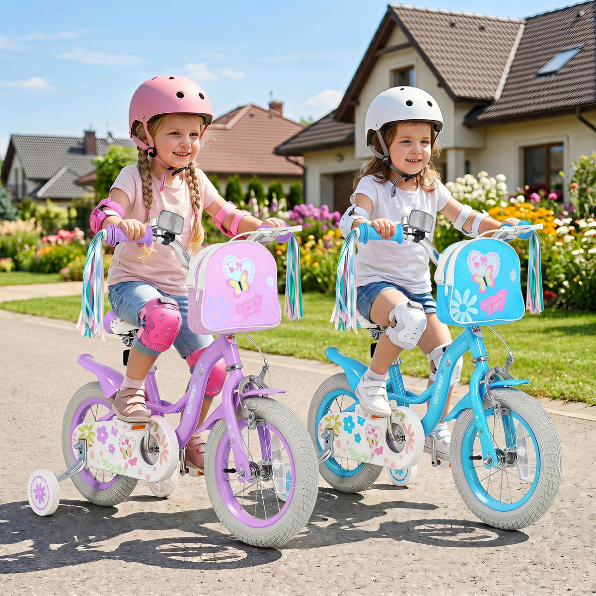 Girls Bike with Front Bag and Streamers for 3-4 Years
