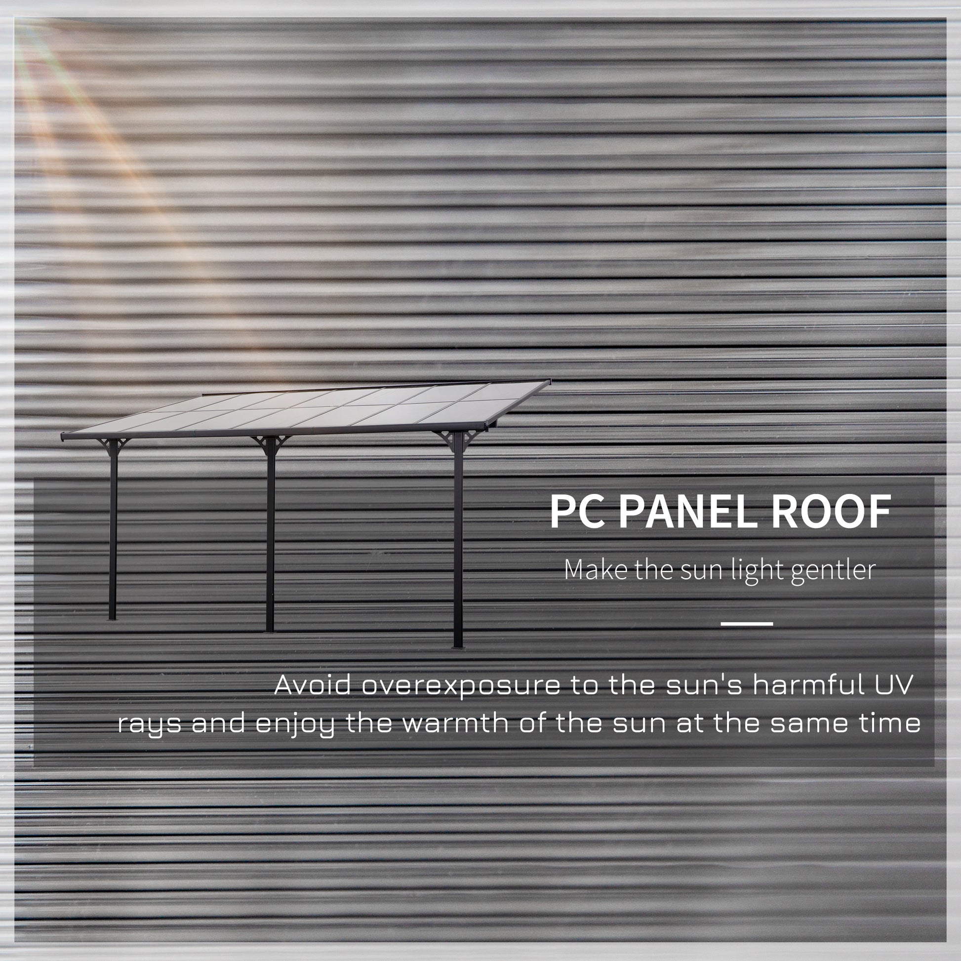 14ft x 10ft Wall-Mounted Aluminum Pergola - Grey-DECOROLALA