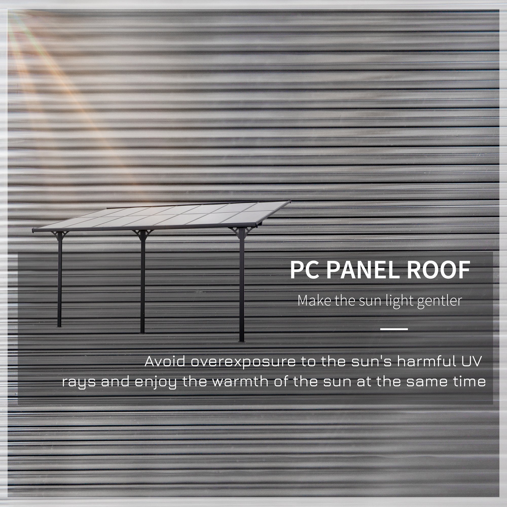 14ft x 10ft Wall-Mounted Aluminum Pergola - Grey-DECOROLALA