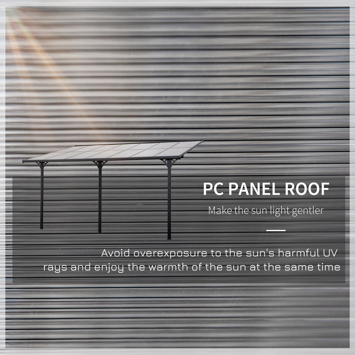 14ft x 10ft Wall-Mounted Aluminum Pergola - Grey-DECOROLALA