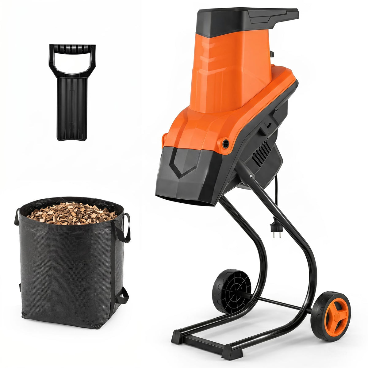 15-Amp Electric Wood Chipper Shredder Mulcher with 1.8 Inch Max Cutting Diameter-Orange-Lawn Care Tools-DECOROLALA