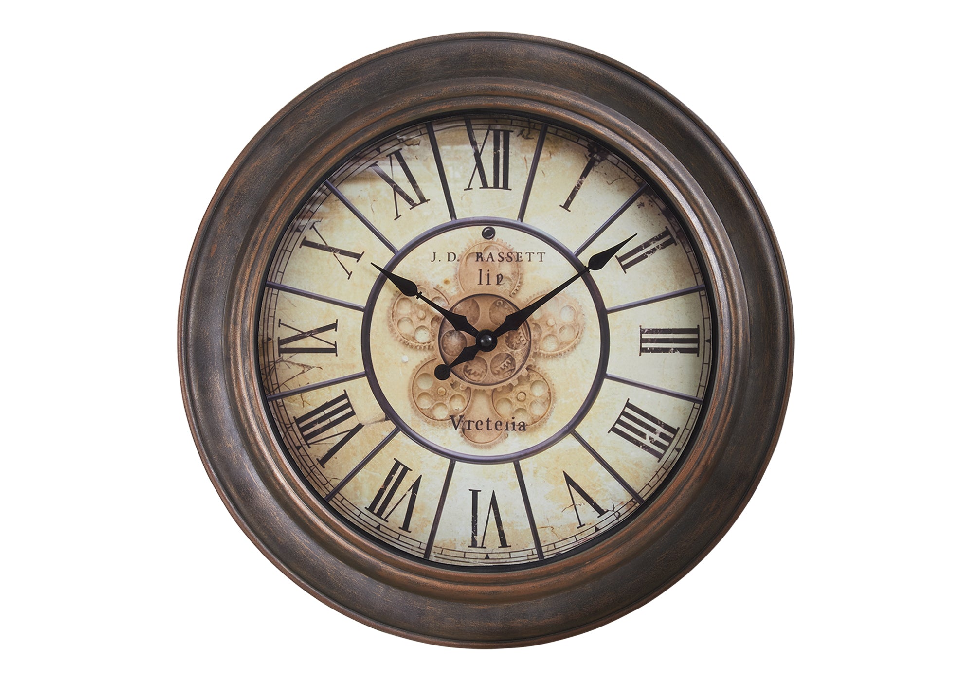 15" Antique Brown Wall Clock with Roman Numerals-Clocks-DECOROLALA