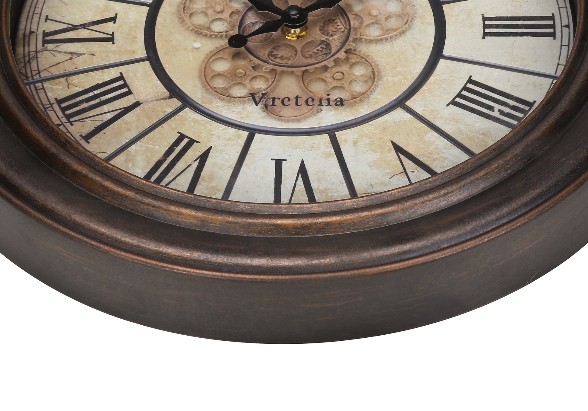 15" Antique Brown Wall Clock with Roman Numerals-Clocks-DECOROLALA