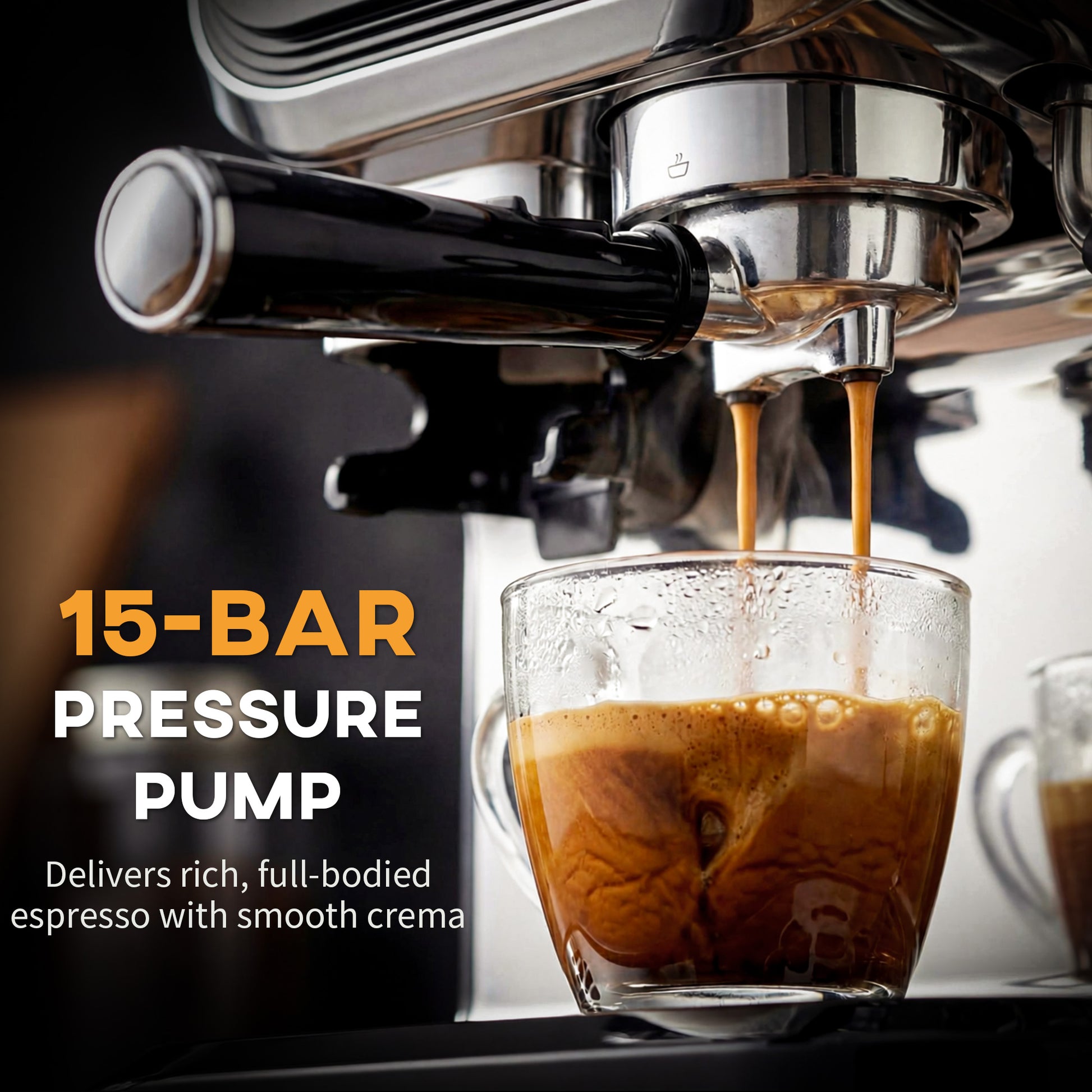 15 Bar Espresso Machine with Grinder & Frother - Black-DECOROLALA