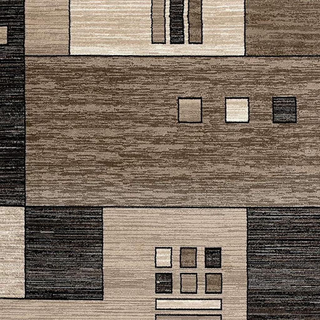 15' Beige Abstract Power Loom Runner Rug-Area Rugs-DECOROLALA