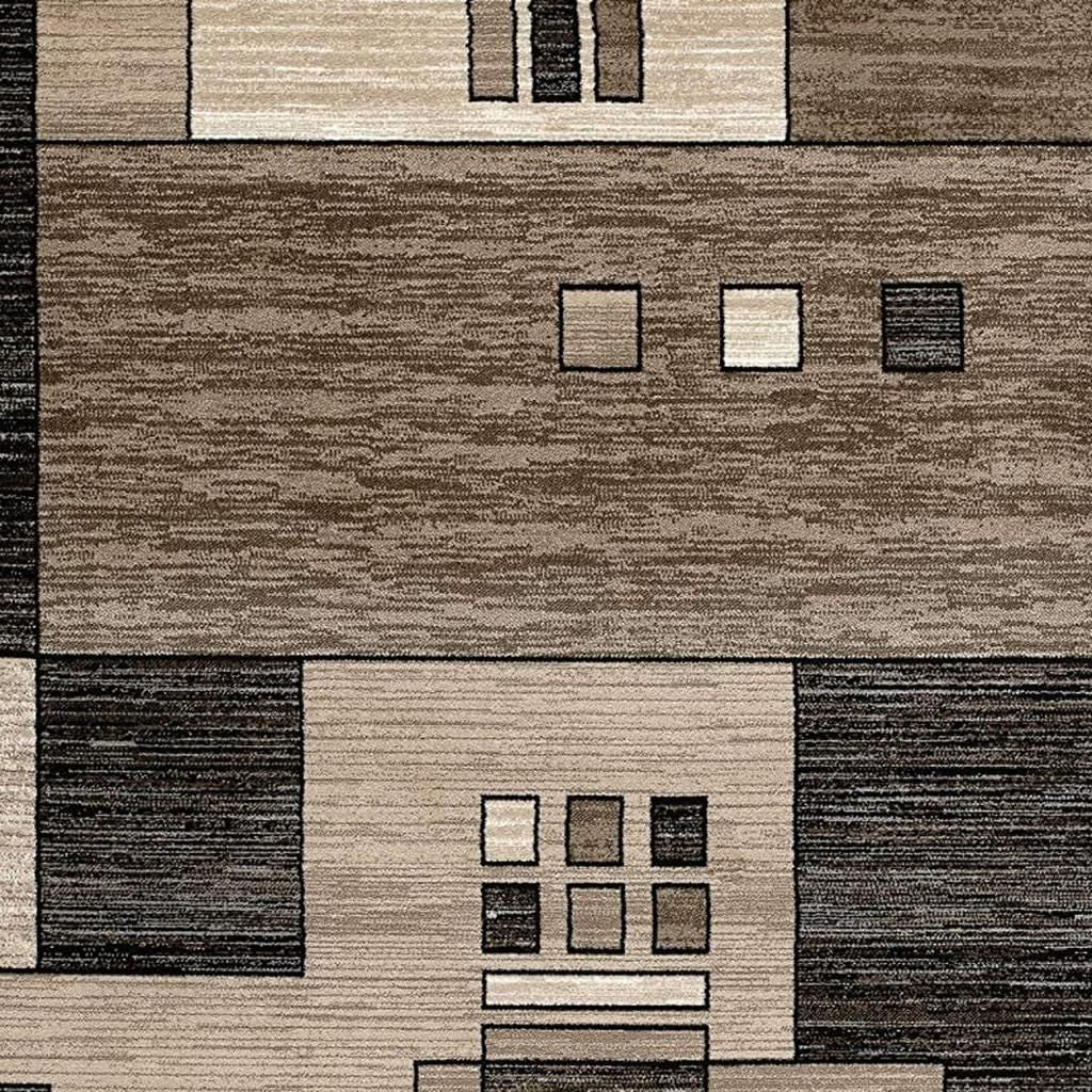 15' Beige Abstract Power Loom Runner Rug-Area Rugs-DECOROLALA