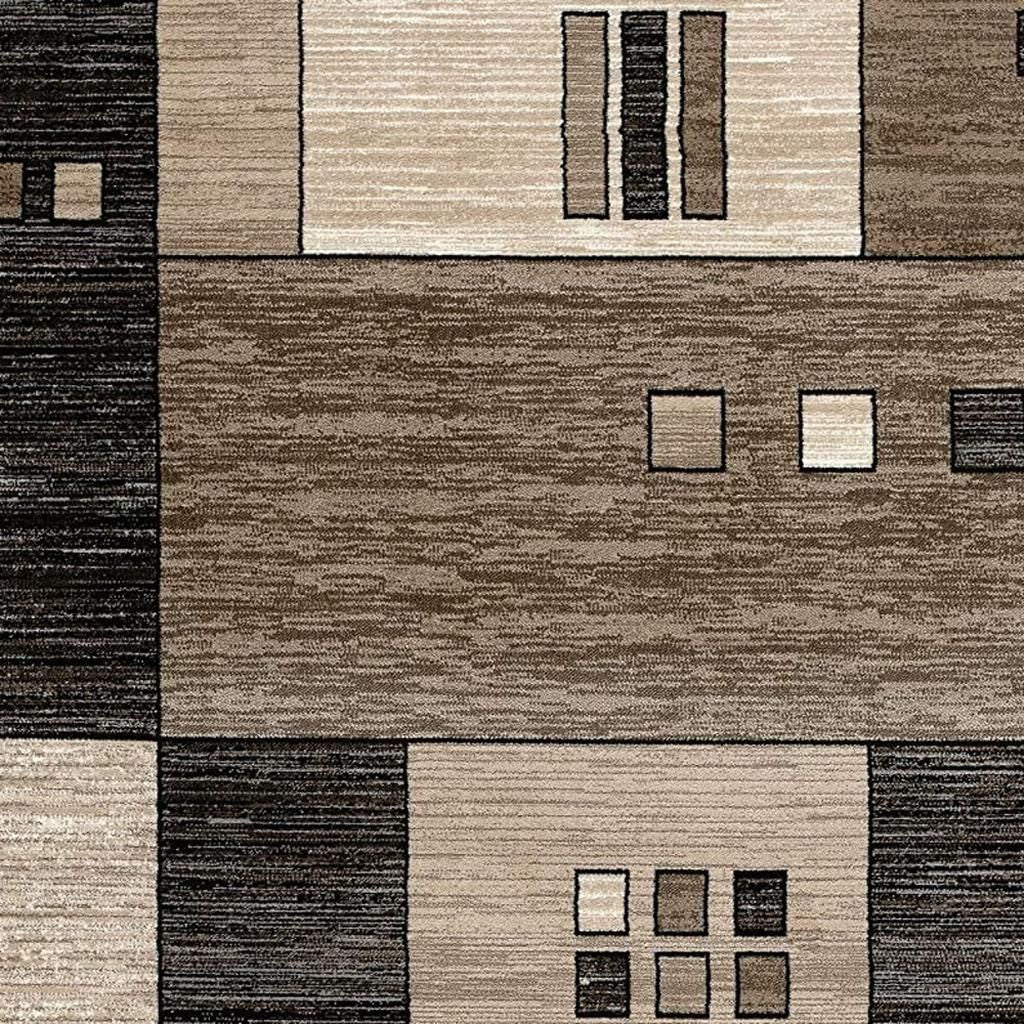 15' Beige Abstract Power Loom Runner Rug-Area Rugs-DECOROLALA