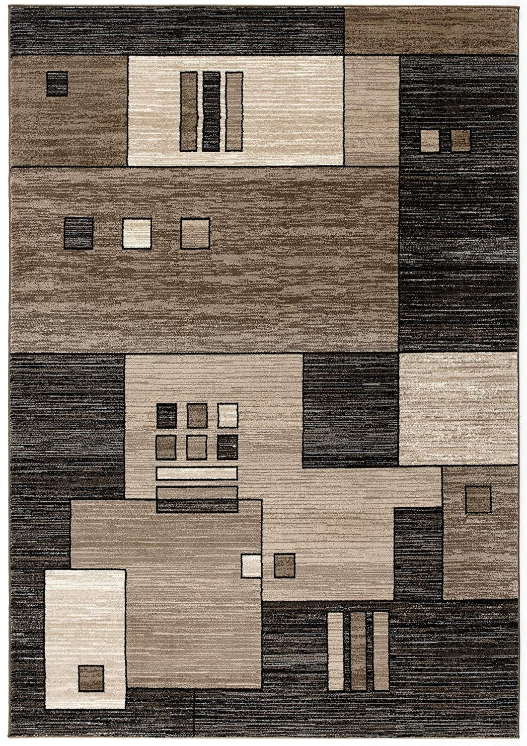 15' Beige Abstract Power Loom Runner Rug-Area Rugs-DECOROLALA