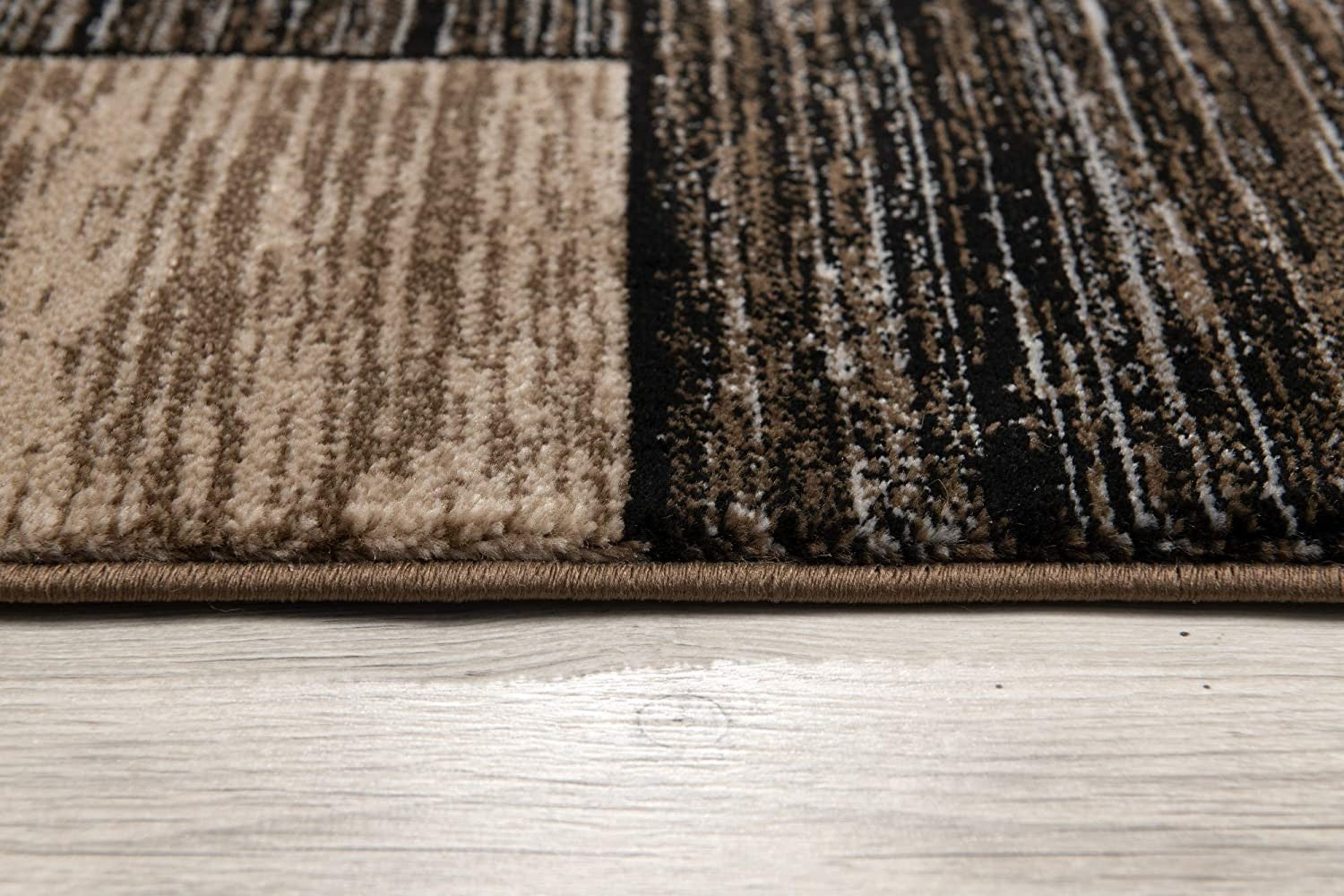 15' Beige Abstract Power Loom Runner Rug-Area Rugs-DECOROLALA