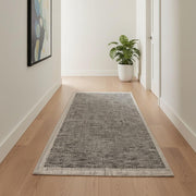 15' Beige And Gray Abstract Runner Rug-Area Rugs-DECOROLALA
