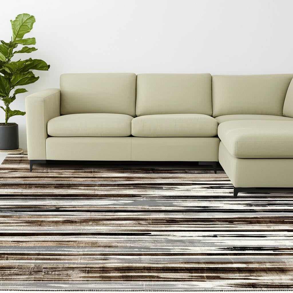 15' Beige Striped Dhurrie Runner Rug-Area Rugs-DECOROLALA