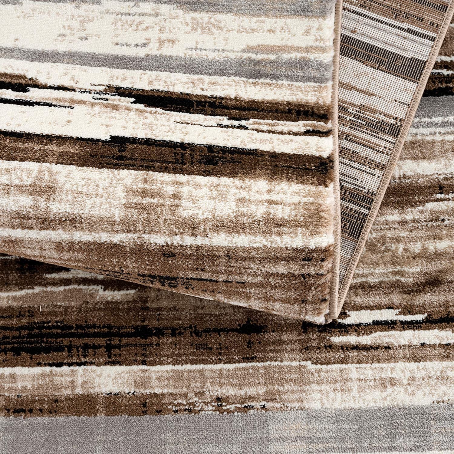 15' Beige Striped Dhurrie Runner Rug-Area Rugs-DECOROLALA