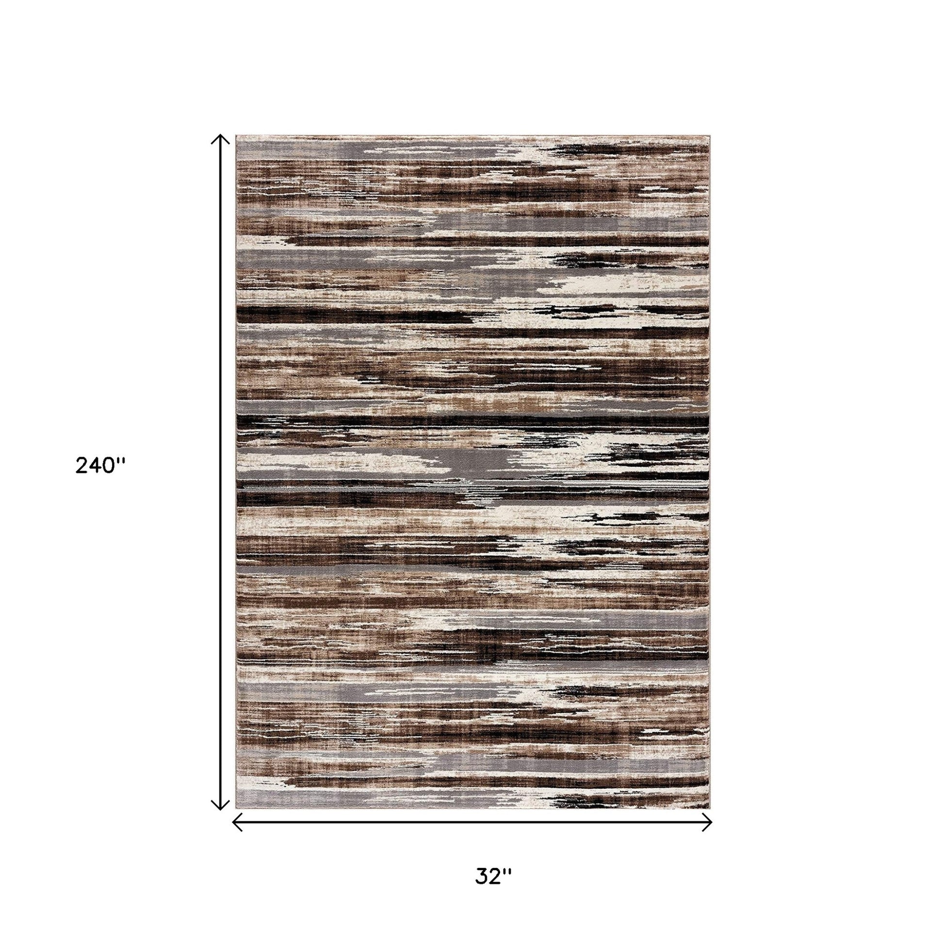 15' Beige Striped Dhurrie Runner Rug-Area Rugs-DECOROLALA