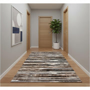 15' Beige Striped Dhurrie Runner Rug-Area Rugs-DECOROLALA