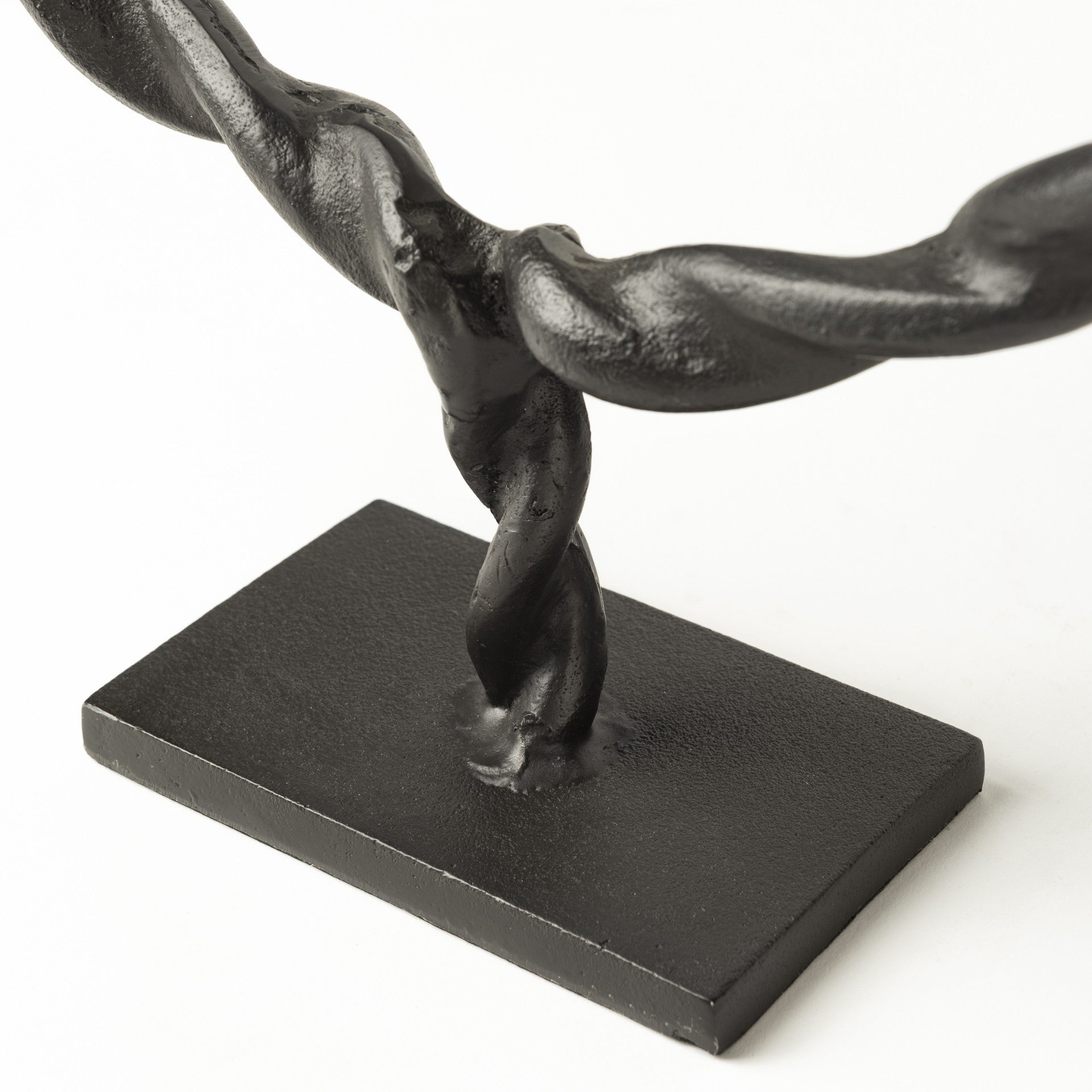 15" Black Metal Round Braided Tabletop Sculpture-Sculptures-DECOROLALA