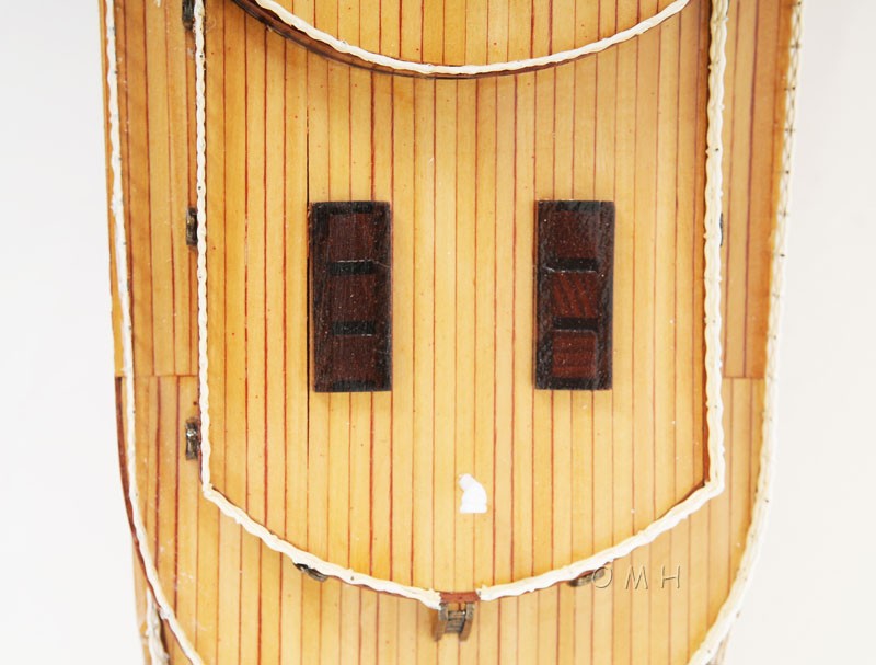 15" Black and Red Normandie Large Boat Hand Painted Decorative Boat-Sculptures-DECOROLALA