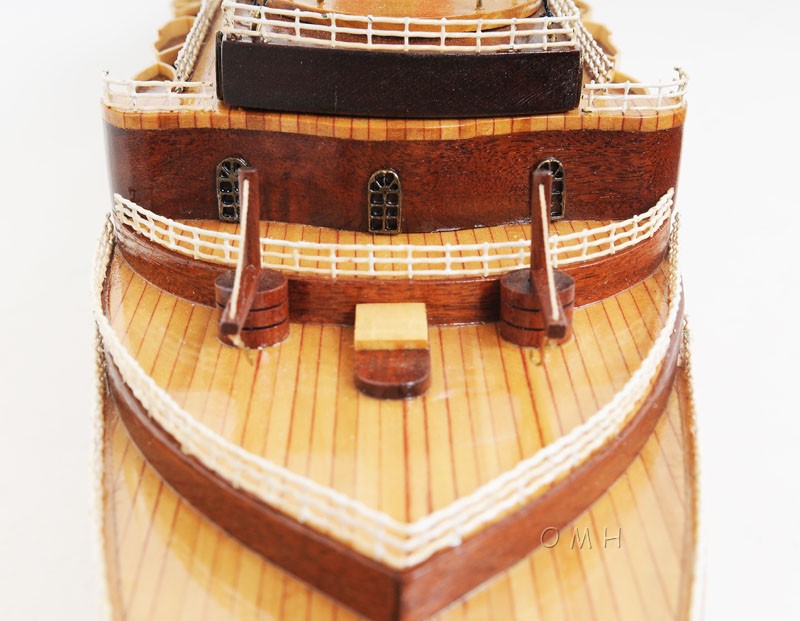 15" Black and Red Normandie Large Boat Hand Painted Decorative Boat-Sculptures-DECOROLALA