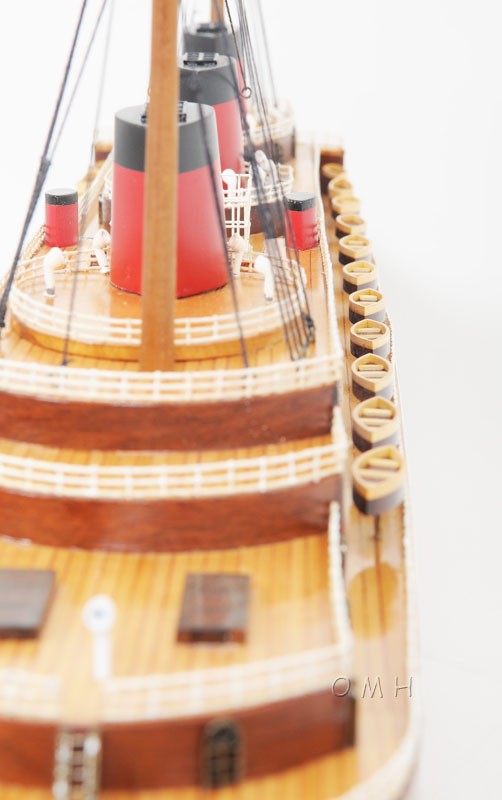 15" Black and Red Normandie Large Boat Hand Painted Decorative Boat-Sculptures-DECOROLALA