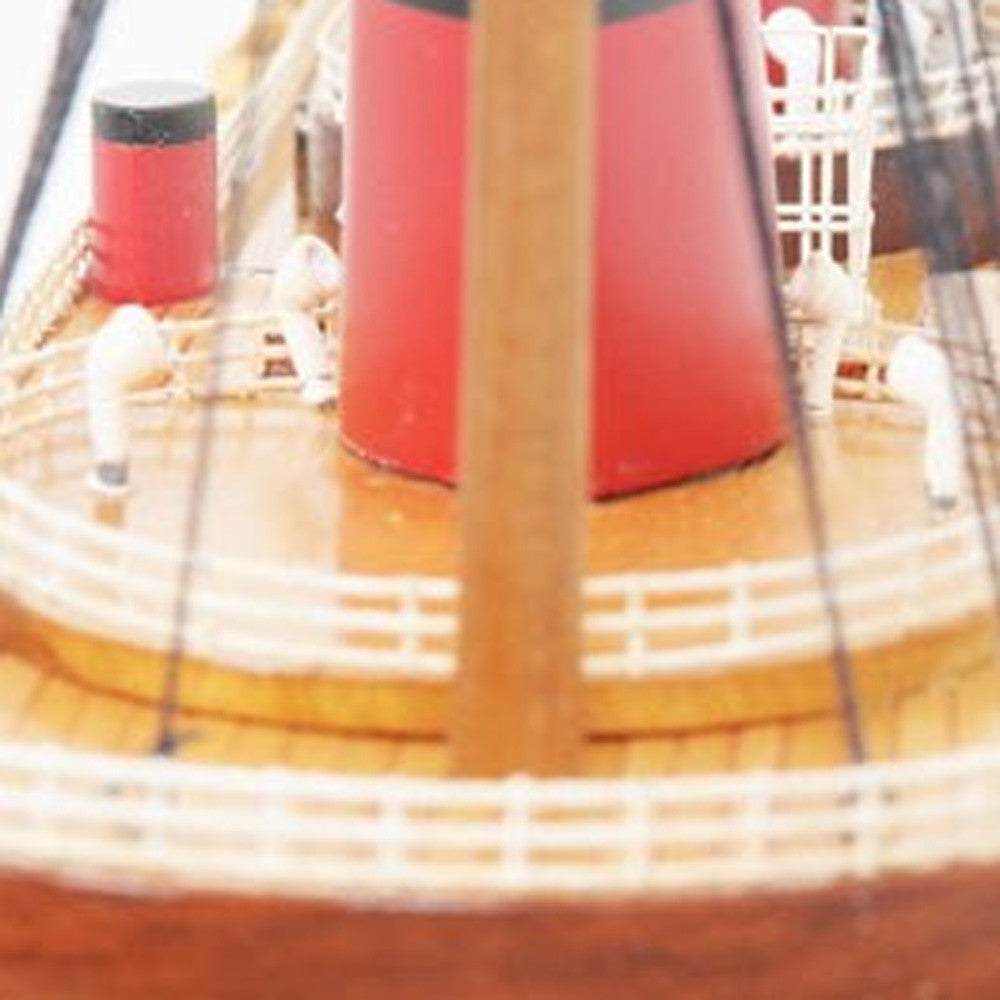 15" Black and Red Normandie Large Boat Hand Painted Decorative Boat-Sculptures-DECOROLALA