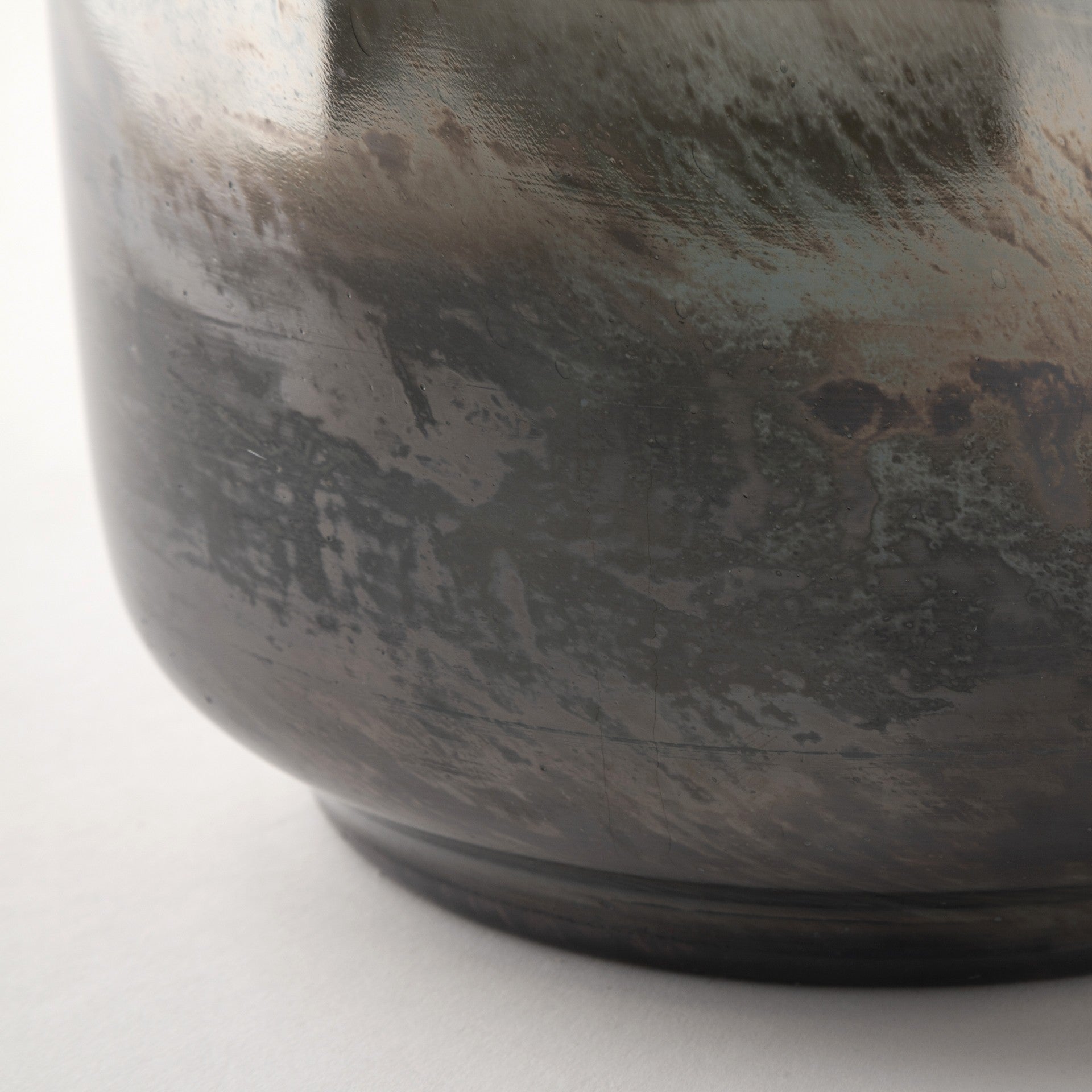 15" Blue And Beige Abstract Cylinder Crystal Glass Table Vase-Vases-DECOROLALA