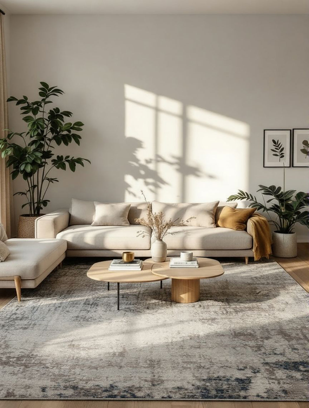 15' Blue And Ivory Abstract Runner Rug-Area Rugs-DECOROLALA