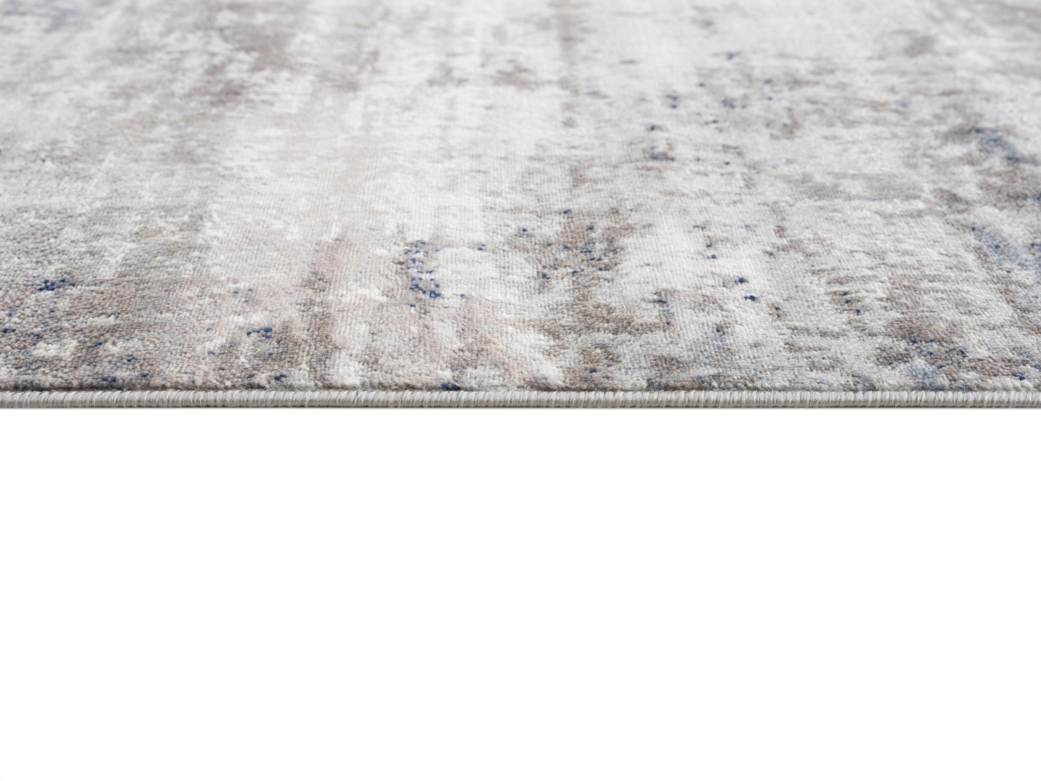15' Blue And Ivory Abstract Runner Rug-Area Rugs-DECOROLALA