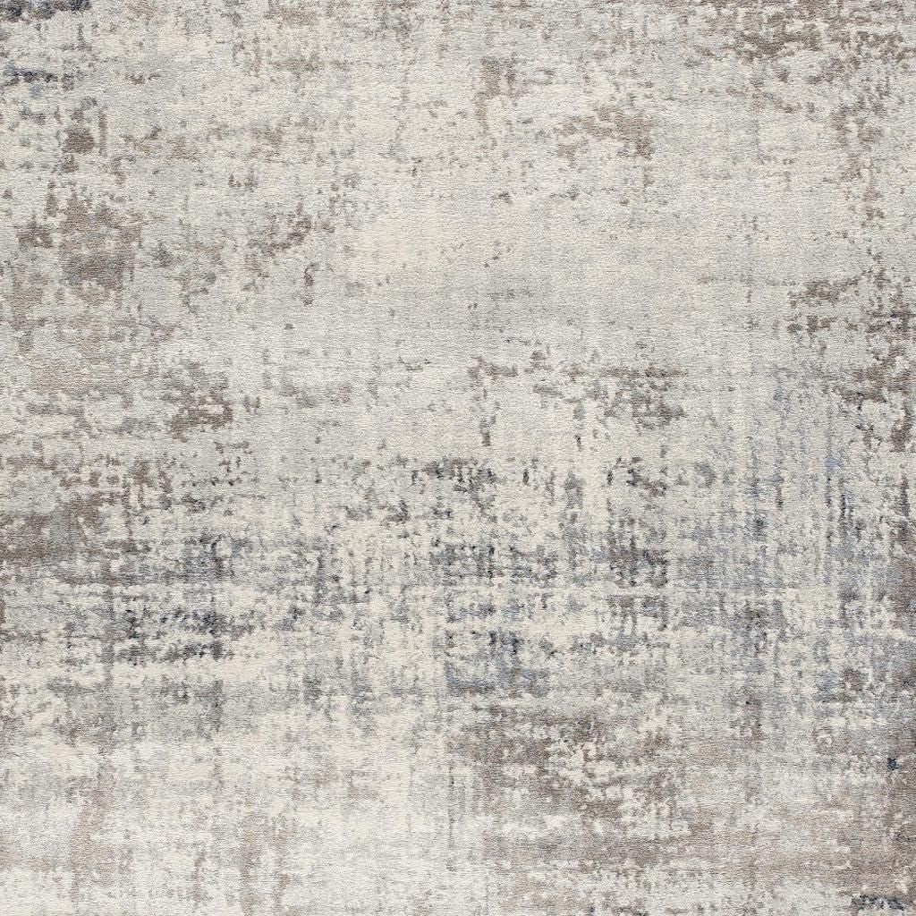 15' Blue And Ivory Abstract Runner Rug-Area Rugs-DECOROLALA