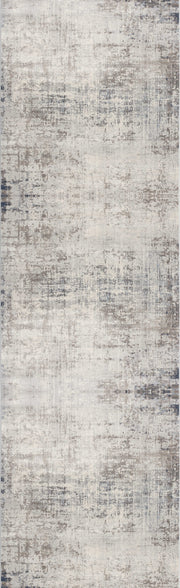 15' Blue And Ivory Abstract Runner Rug-Area Rugs-DECOROLALA