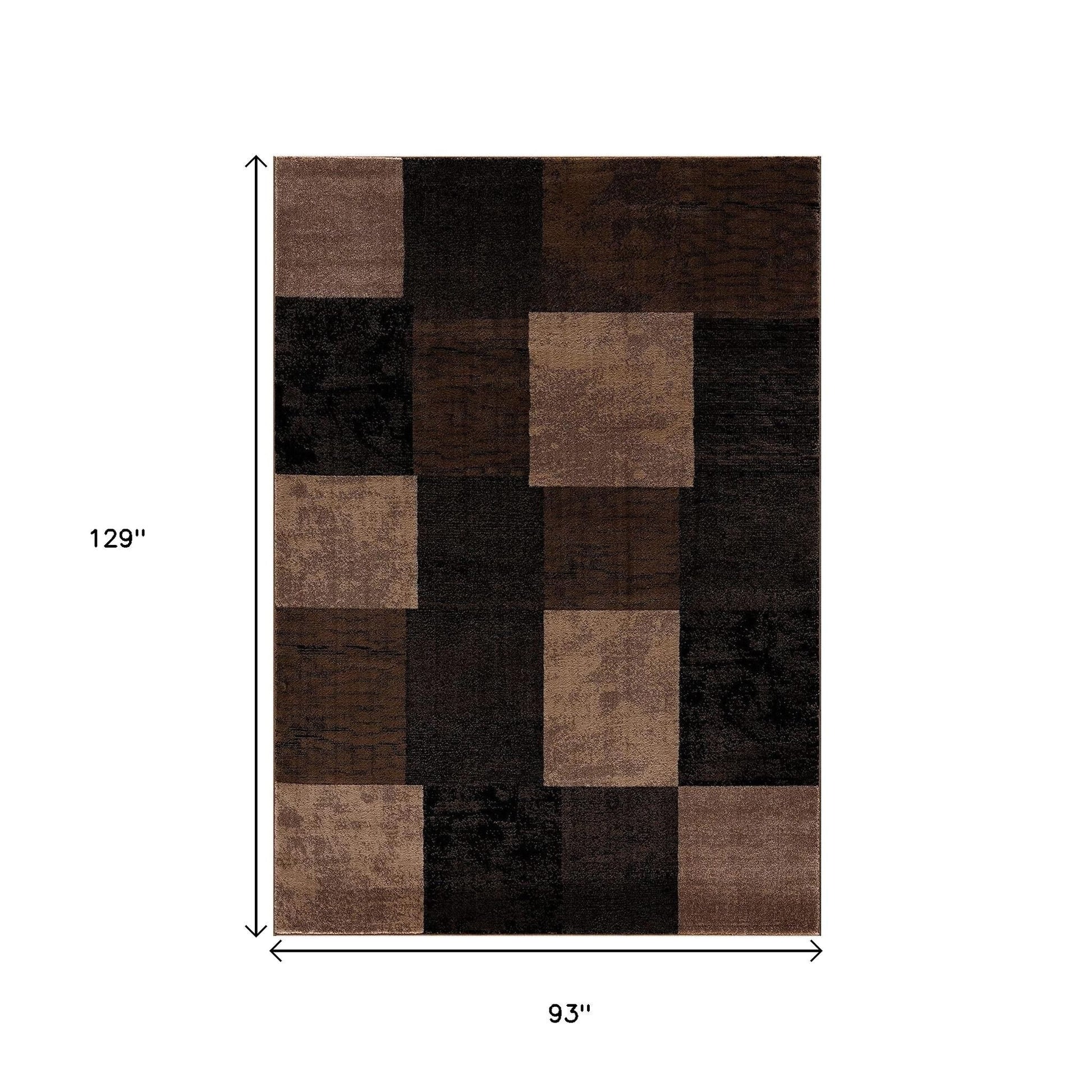 15' Brown And Black Geometric Distressed Runner Rug-Area Rugs-DECOROLALA