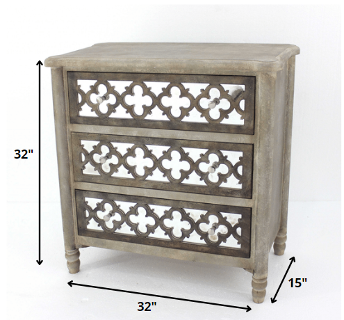 15" Brown Standard Accent Cabinet With Three Drawers-Cabinets-DECOROLALA